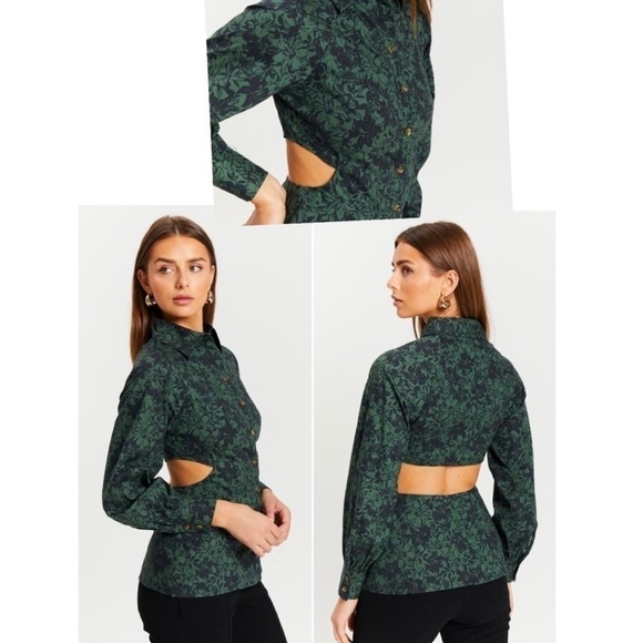 NWT THIRD FORM Garden Party Button Down Top Cutout Open Back Size US 6 - Picture 6 of 12